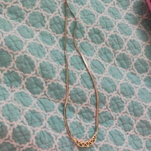 vintage herringbone rhinestone gold necklace